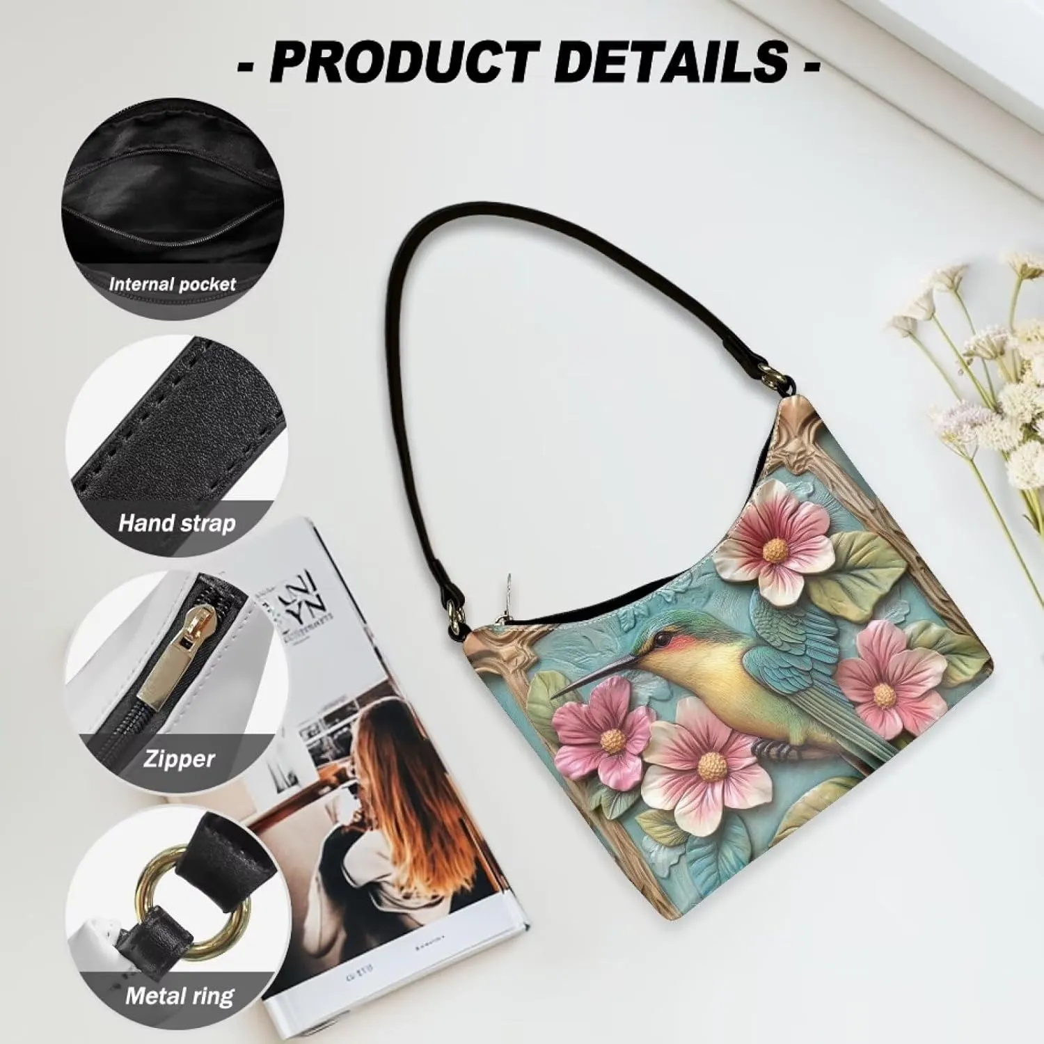 HUGS IDEA Crescent Shoulder Bags for Women Small Purse and Handbag Retro Classic Clutch Hobo Bag