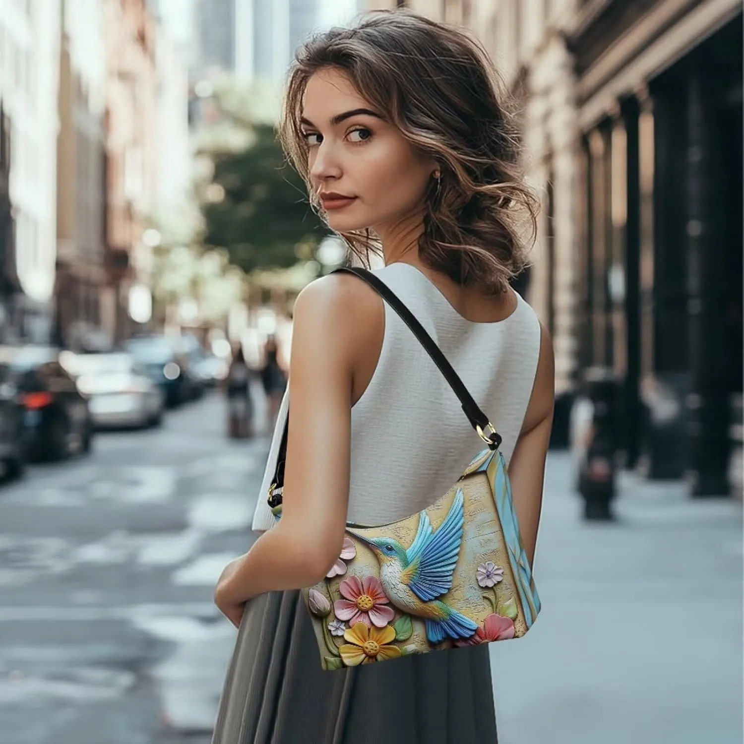 HUGS IDEA Crescent Shoulder Bags for Women Small Purse and Handbag Retro Classic Clutch Hobo Bag