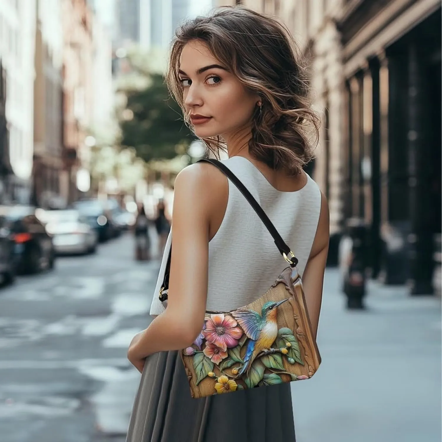 HUGS IDEA Crescent Shoulder Bags for Women Small Purse and Handbag Retro Classic Clutch Hobo Bag