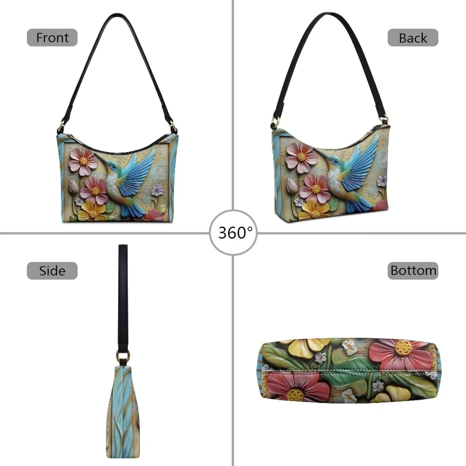 HUGS IDEA Crescent Shoulder Bags for Women Small Purse and Handbag Retro Classic Clutch Hobo Bag