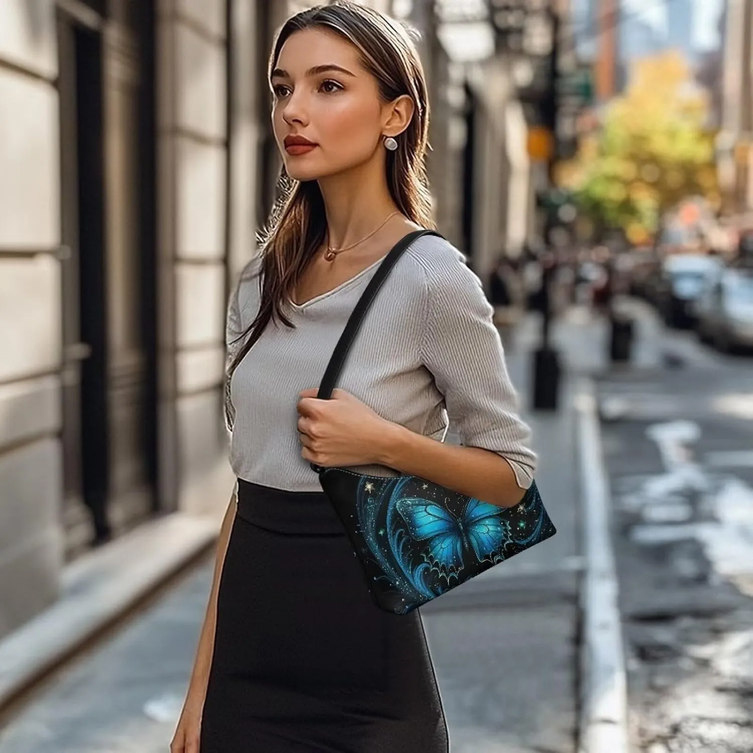 HUGS IDEA Fashion Shoulder Bags for Women Small Crescent Underarm Purse Leather Handbag