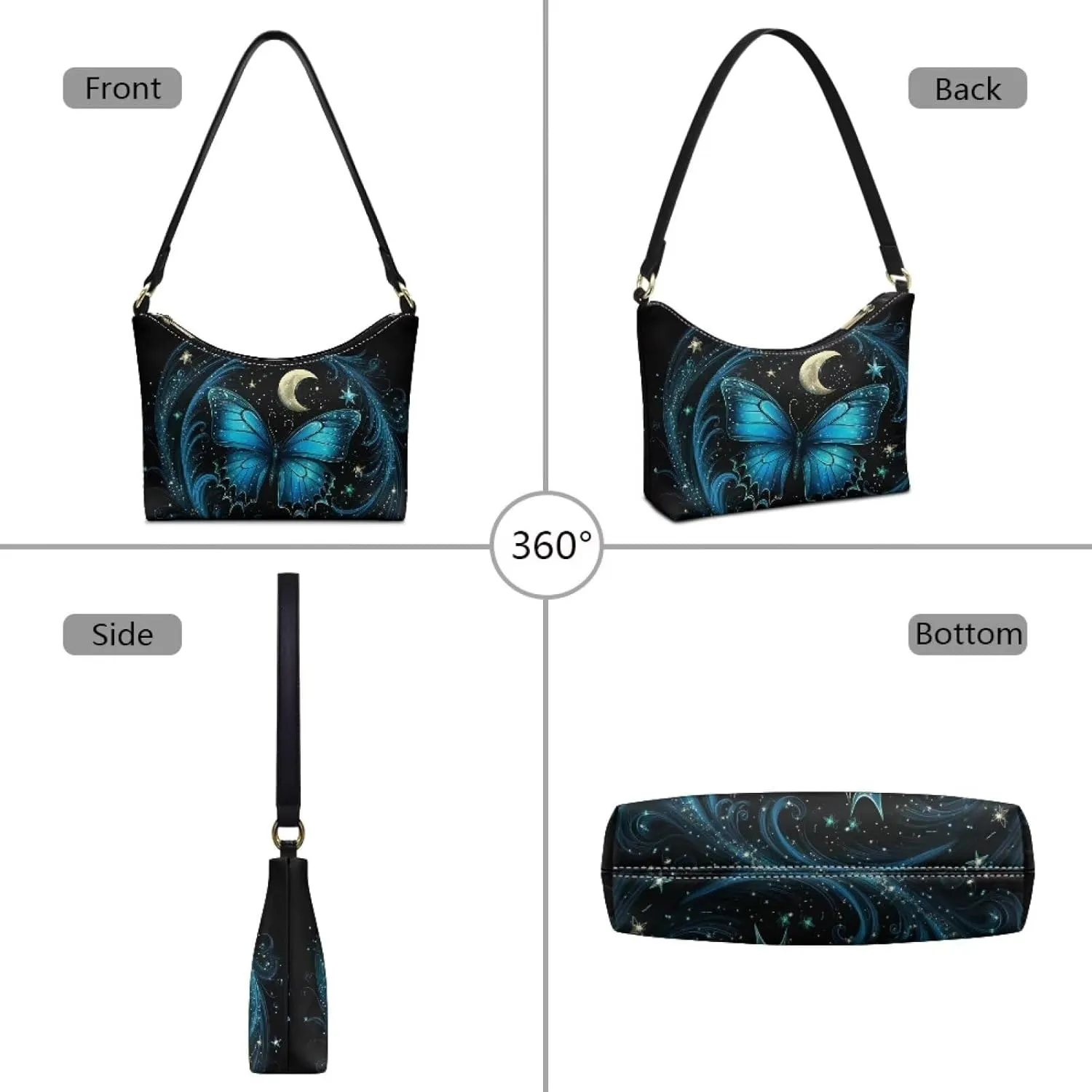 HUGS IDEA Fashion Shoulder Bags for Women Small Crescent Underarm Purse Leather Handbag