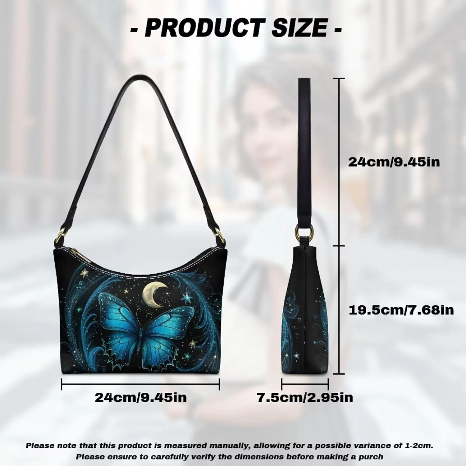 HUGS IDEA Fashion Shoulder Bags for Women Small Crescent Underarm Purse Leather Handbag