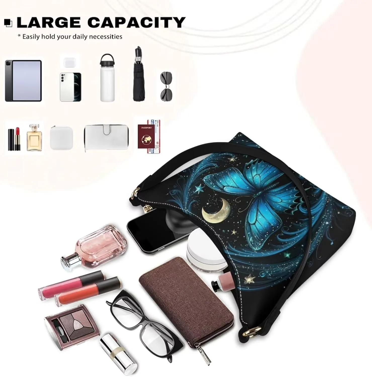 HUGS IDEA Fashion Shoulder Bags for Women Small Crescent Underarm Purse Leather Handbag