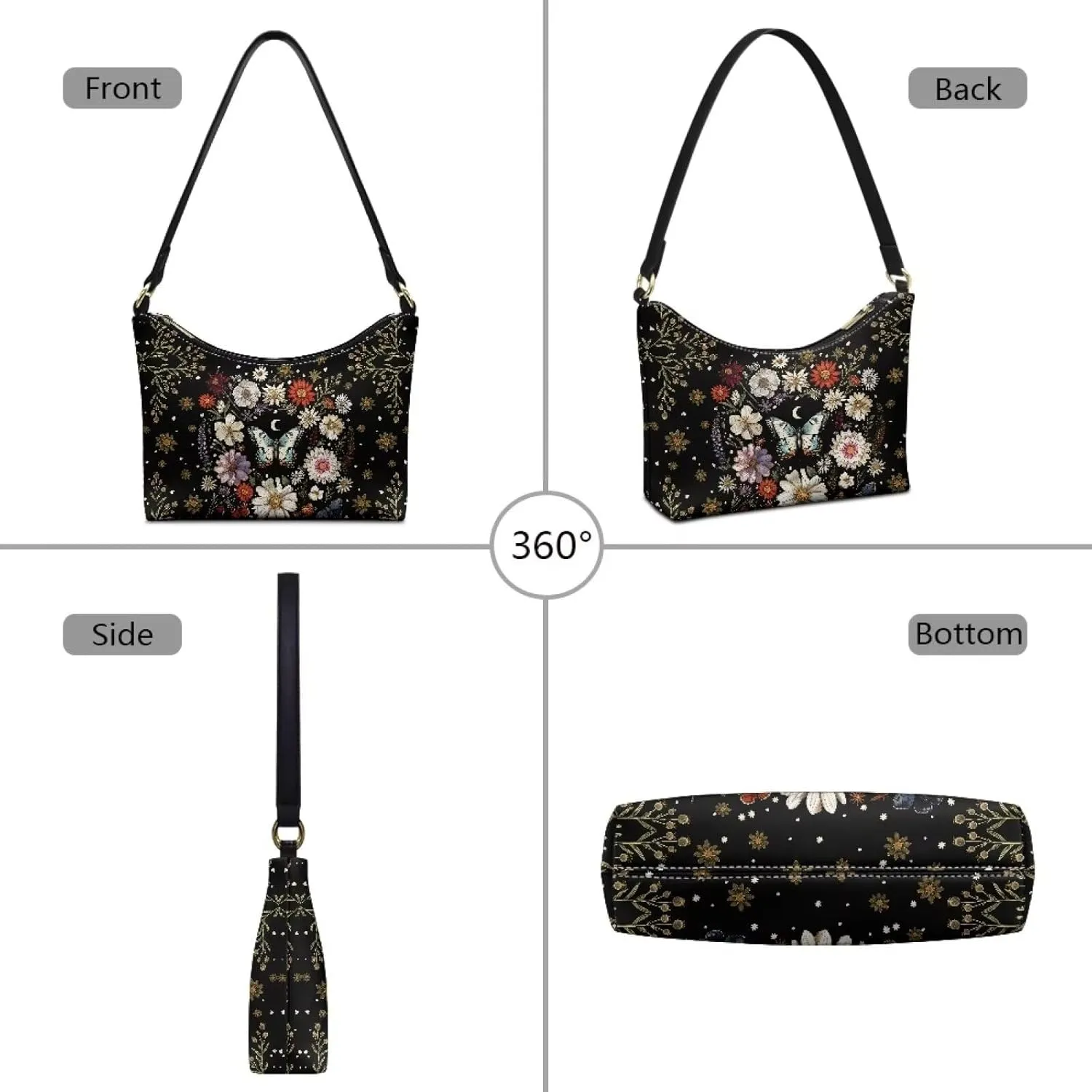 HUGS IDEA Shoulder Bags for Women Small Hobo Tote Handbag Mini Clutch Purse with Zipper Closure