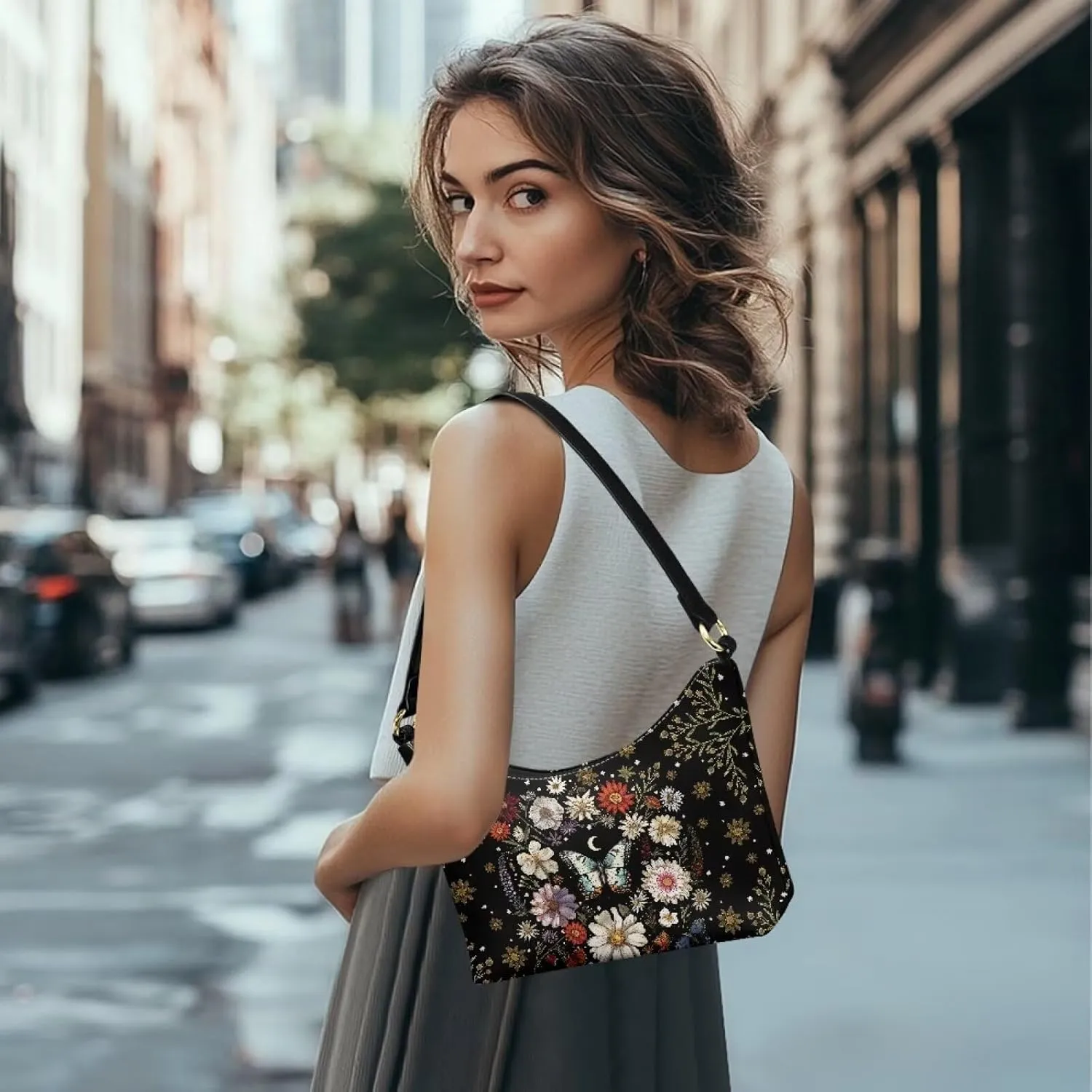 HUGS IDEA Shoulder Bags for Women Small Hobo Tote Handbag Mini Clutch Purse with Zipper Closure