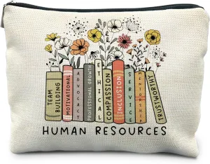 Human Resources Gifts, HR Boho Floral Makeup Bag Pouch Cosmetic Bag Toiletry Bag for Women