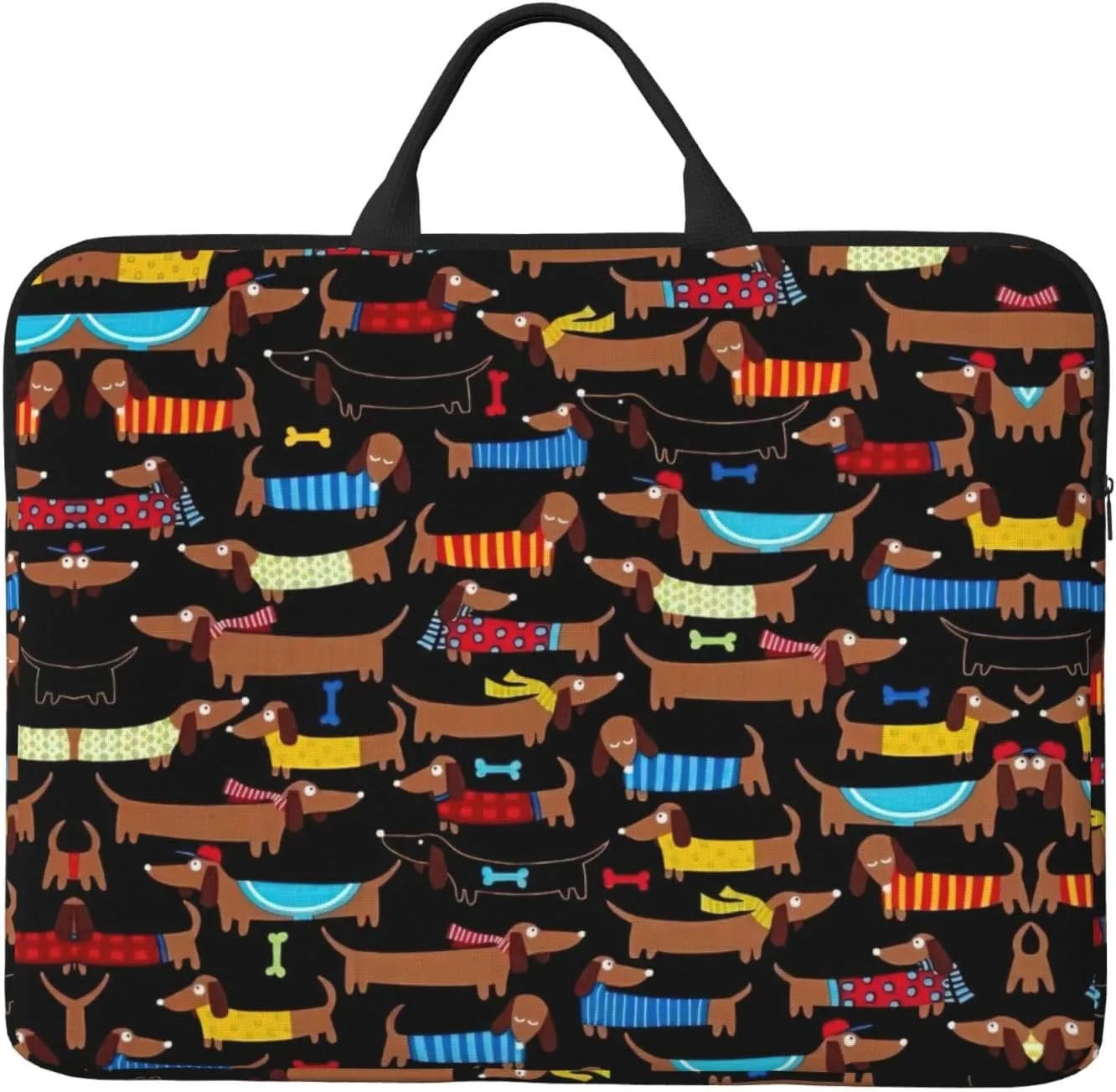I Love My Dog Dachshunds 14in Laptop Case Sleeve Bag  Versatile Shoulder Messenger Briefcase, Designed for Business Travel