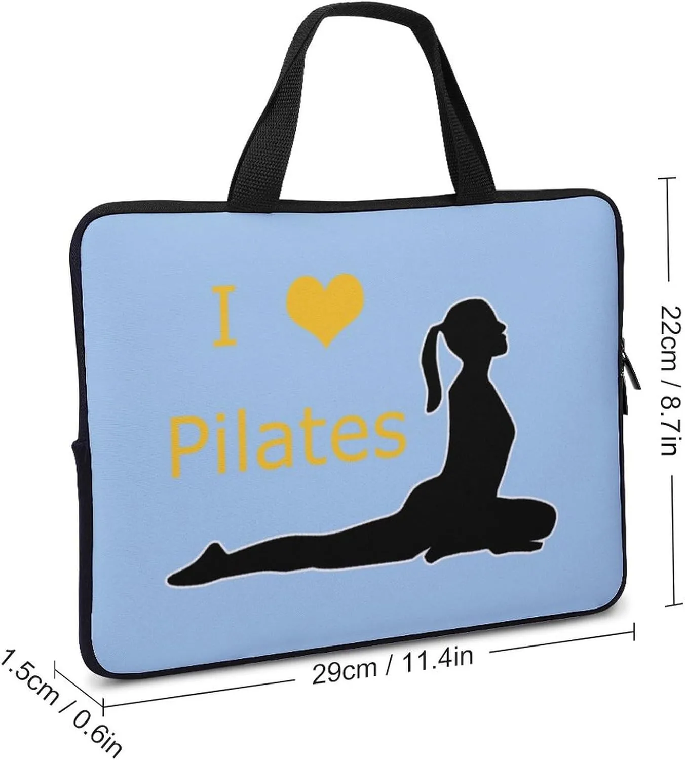 I Love Pilates Yoga Laptop Sleeve Portable Waterproof Computer Bag Pouch Handbag Protective Sleeve