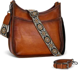 Iswee Leather Purses for Women Shoulder Handbags Travel Crossbody Bags with Multi Pockets Casual Hobo Bag
