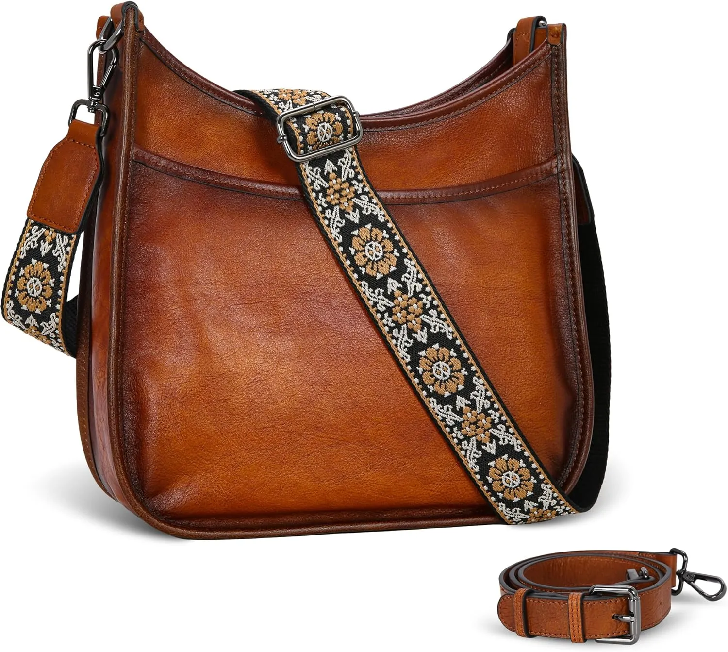 Iswee Leather Purses for Women Shoulder Handbags Travel Crossbody Bags with Multi Pockets Casual Hobo Bag