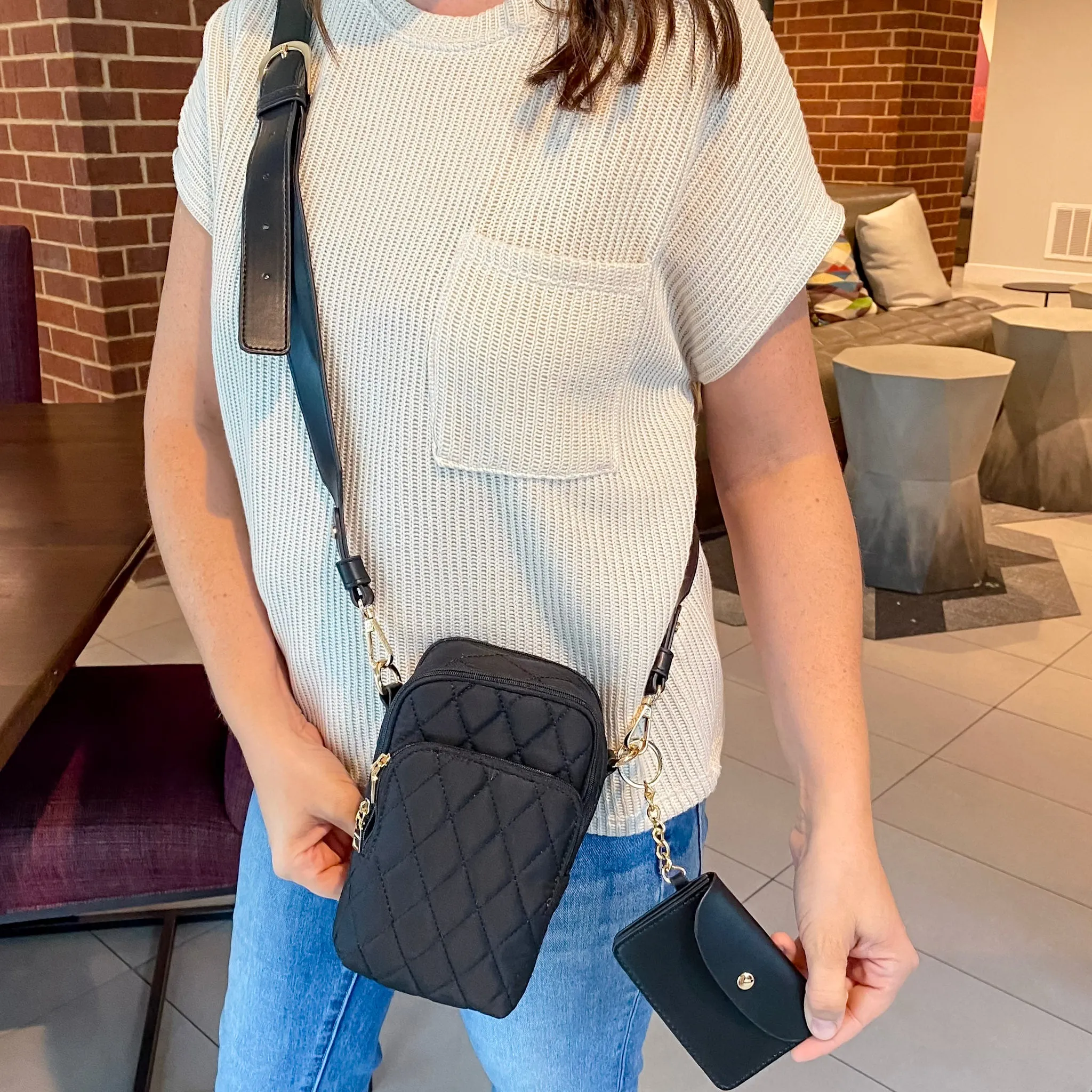 Jen & Co Parker Quilted Crossbody - Black