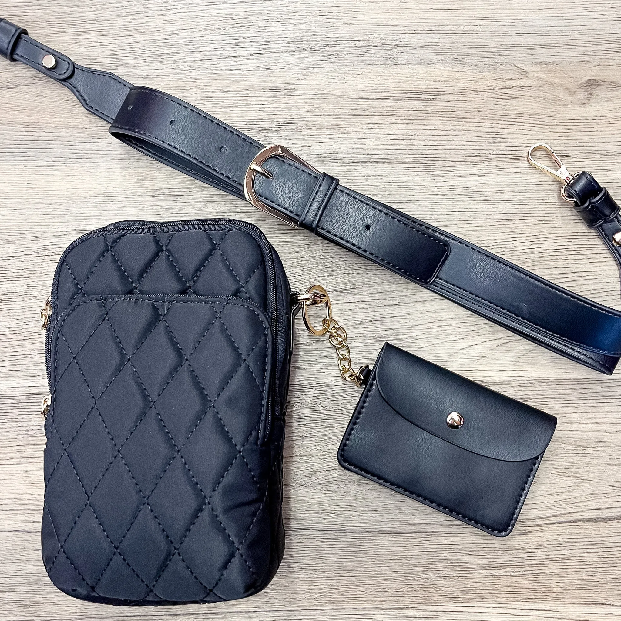 Jen & Co Parker Quilted Crossbody - Black
