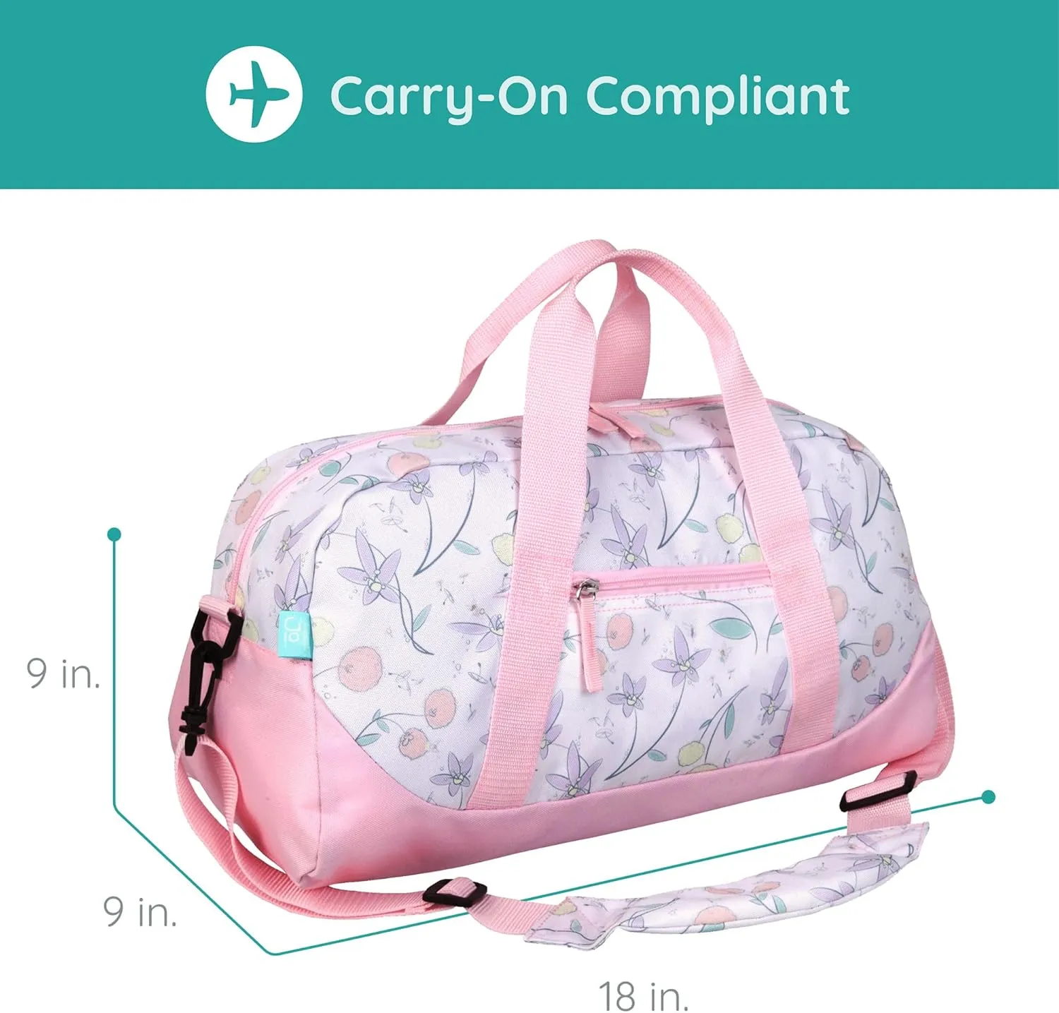 JumpOff Jo by Wildkin Overnighter Duffel Bag  Lightweight Travel Bag for Kids - Fairy Blossom