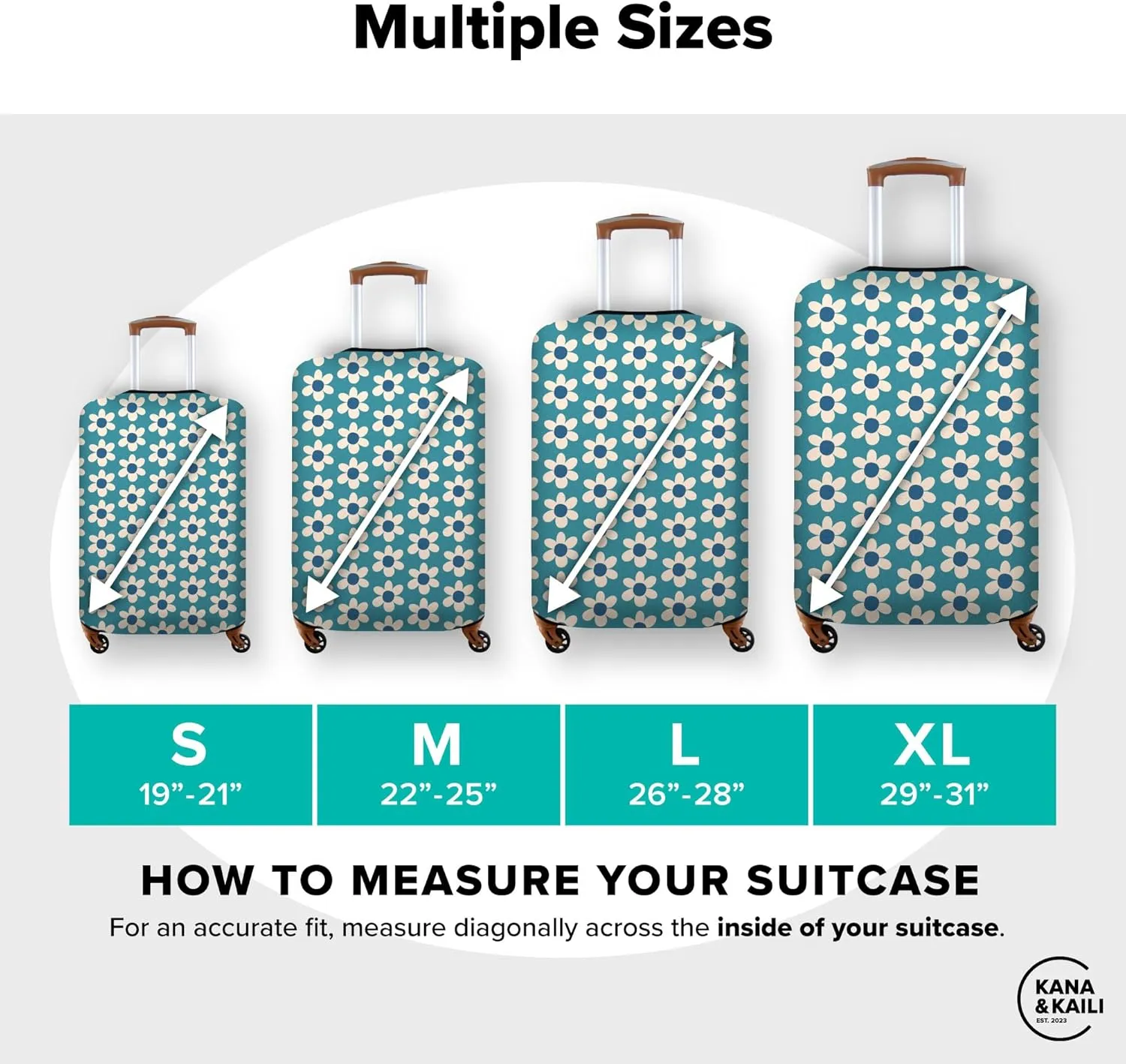 Kana & Kaili 2-in-1 Reversible Luggage Cover | Stylish Suitcase Covers | Spandex TSA Approved | Sleeves for Suitcases | Groovy M