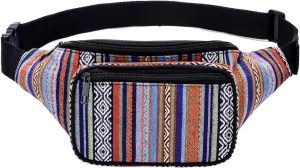 Kayhoma Boho Fanny Pack Stripe Festival Rave Retro Vintage Bum Waist Bags