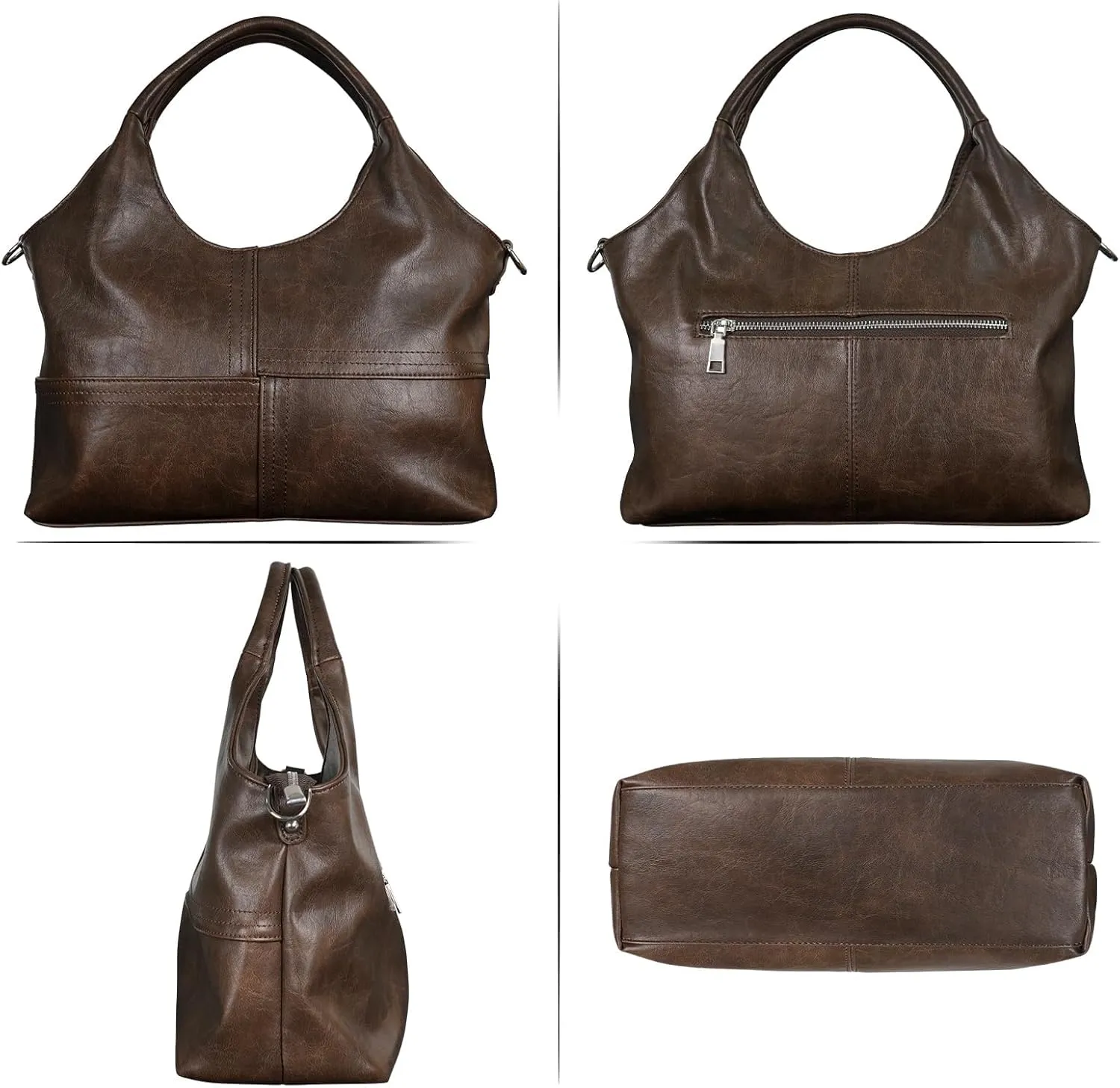 KOGTLA Vegan Leather Purses for Women with Detachable Satchel Strap, Ladies Handbags, Tote Hobo Bags with Top Handle