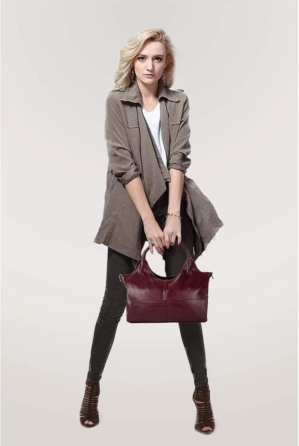 KOGTLA Vegan Leather Purses for Women with Detachable Satchel Strap, Ladies Handbags, Tote Hobo Bags with Top Handle