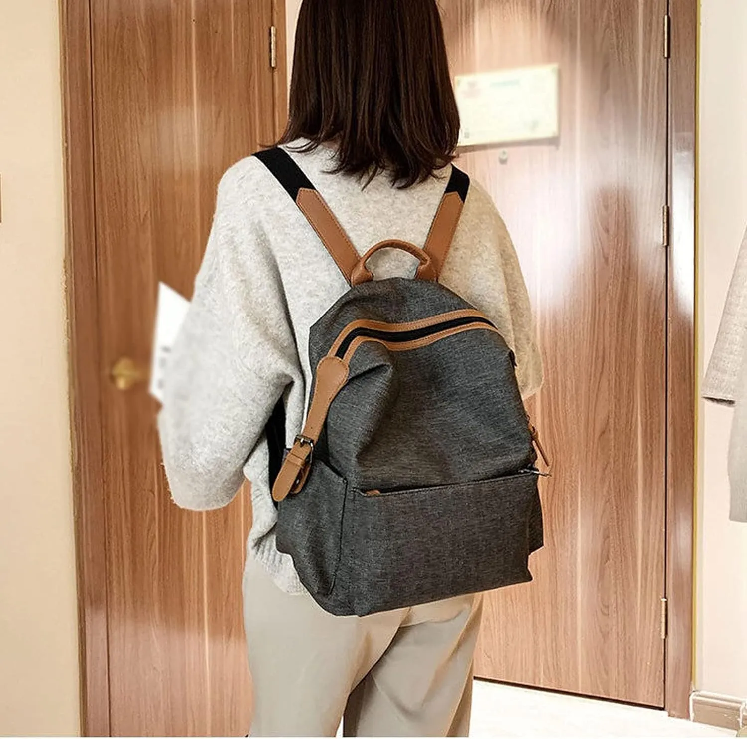 Ladies Leather Backpacks Women Bags Casual Female Business Bags Women Backpack Laptop Backpack (Pink)
