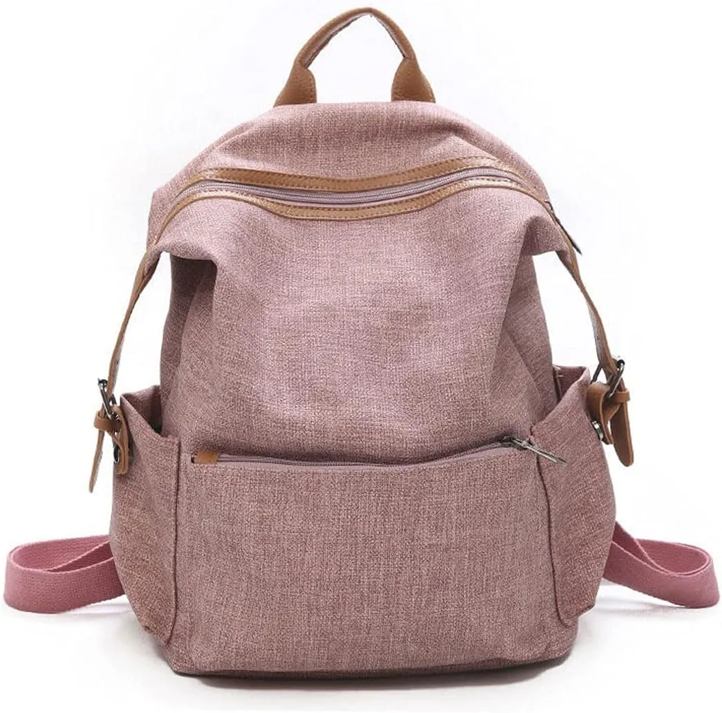 Ladies Leather Backpacks Women Bags Casual Female Business Bags Women Backpack Laptop Backpack (Pink)