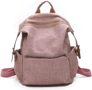 Ladies Leather Backpacks Women Bags Casual Female Business Bags Women Backpack Laptop Backpack (Pink)