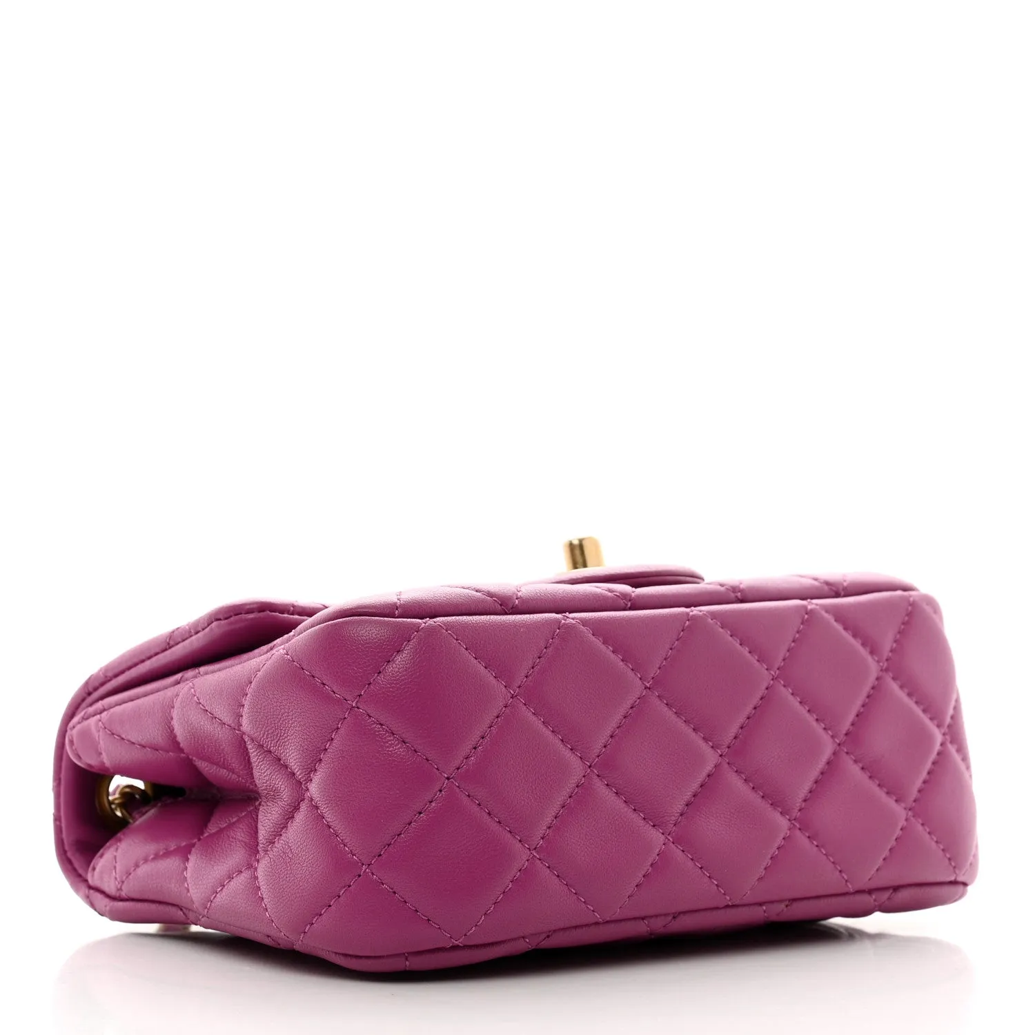 Lambskin Quilted Mini Pearl Crush Flap Purple