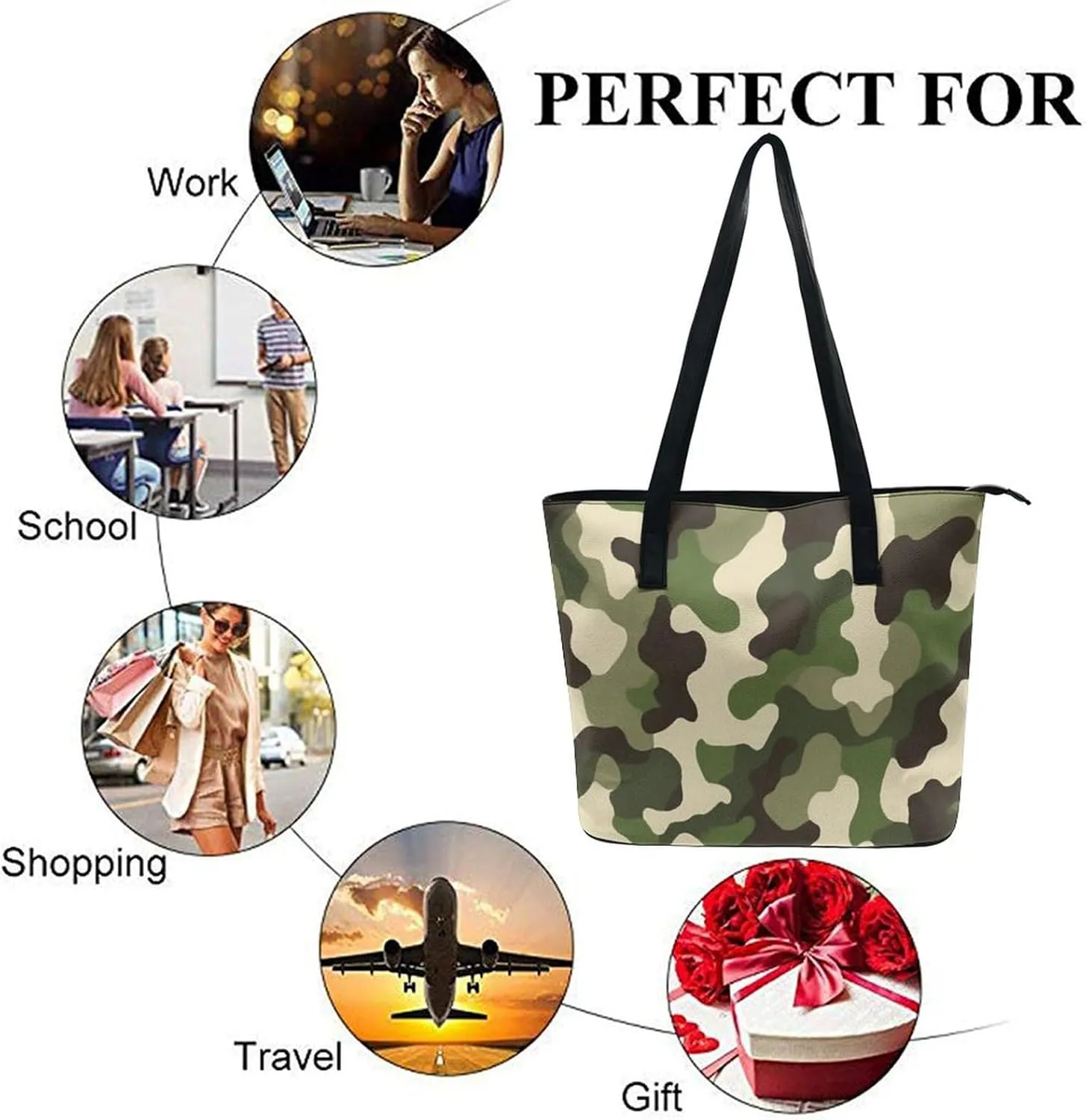 Large Capacity Shopping Bag, Women and Men Durable Casual Travel Tote Bag, Handbag with Long Handle