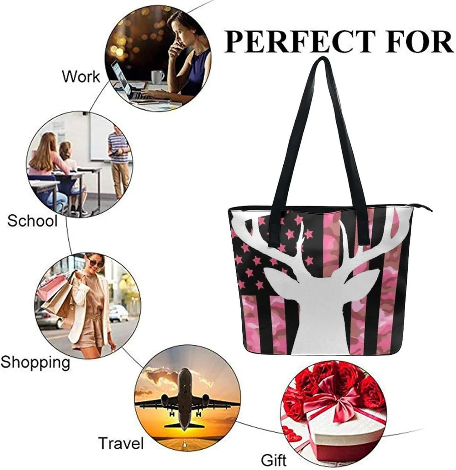 Large Capacity Shopping Bag, Women and Men Durable Casual Travel Tote Bag, Handbag with Long Handle