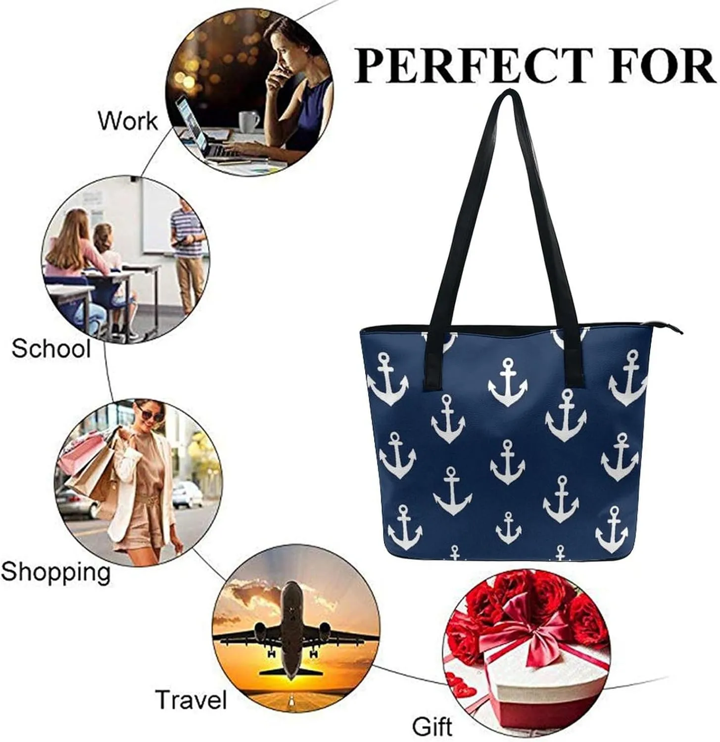 Large Capacity Shopping Bag, Women and Men Durable Casual Travel Tote Bag, Handbag with Long Handle
