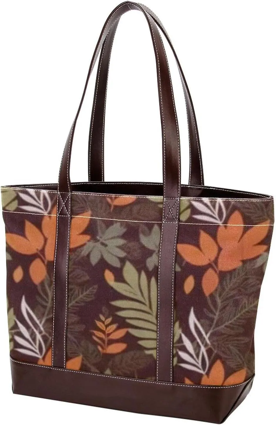 Leaf Art-811 Tote Bags Durable Leather Canvas Purses and Handbags for Women Top Handle Shoulder Satchel Hobo Bags