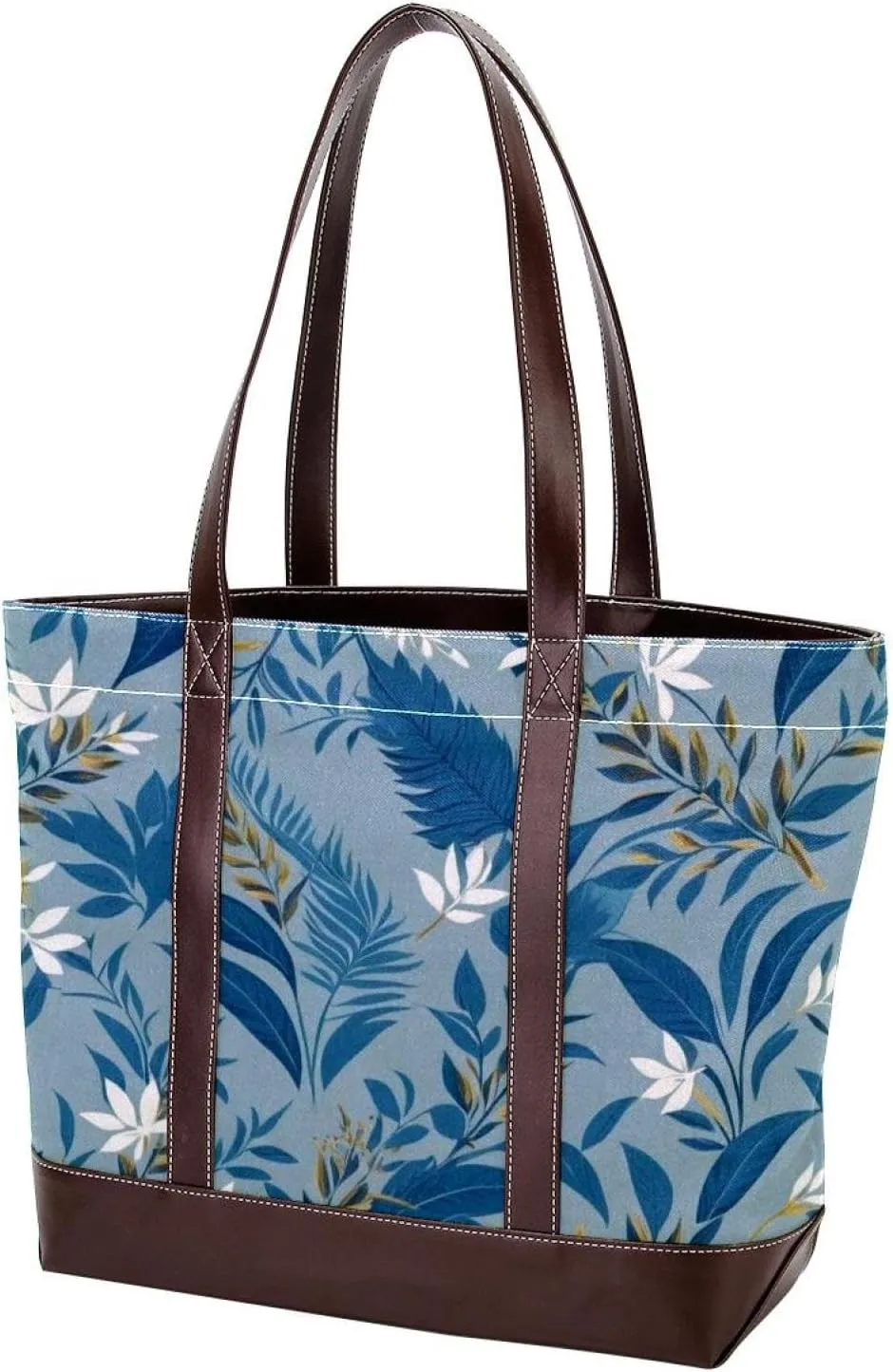 Leaf Art-841 Tote Bags Durable Leather Canvas Purses and Handbags for Women Top Handle Shoulder Satchel Hobo Bags