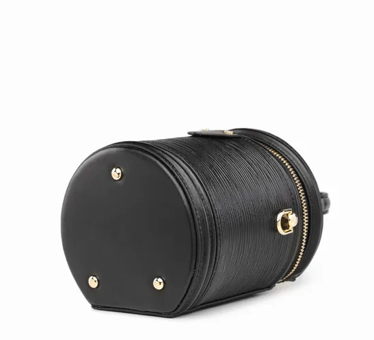 Leather Canteen Cylinder Crossbody Bucket Clutch Bags
