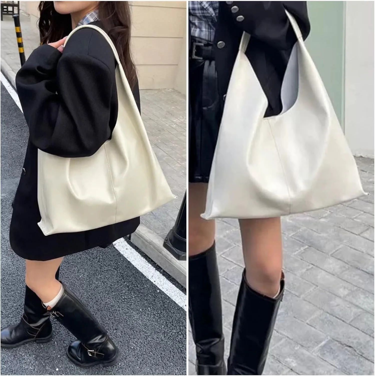 Leather Handbags, 2Pcs Trendy Tote Bags Oversized Hobo Bags Women's Work Tote Bags Vegan Leather Handbags for Travel
