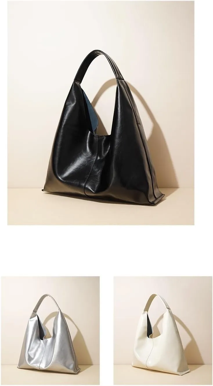 Leather Handbags, 2Pcs Trendy Tote Bags Oversized Hobo Bags Women's Work Tote Bags Vegan Leather Handbags for Travel