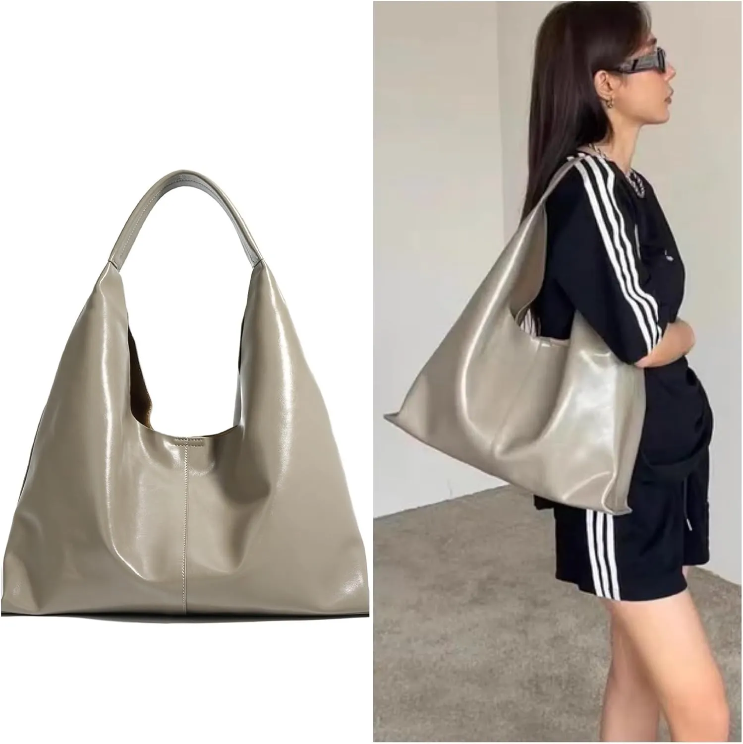 Leather Handbags, 2Pcs Trendy Tote Bags Oversized Hobo Bags Women's Work Tote Bags Vegan Leather Handbags for Travel