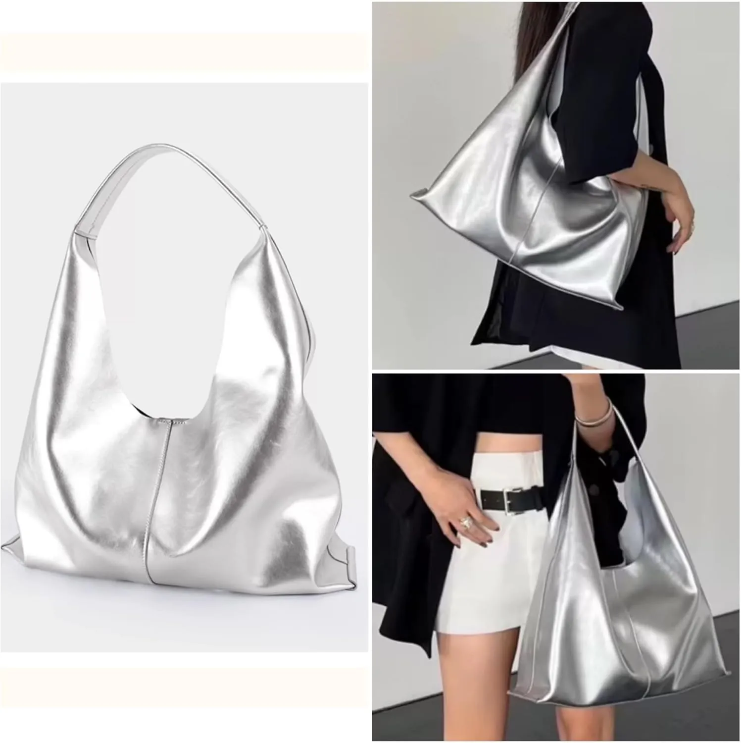 Leather Handbags, 2Pcs Trendy Tote Bags Oversized Hobo Bags Women's Work Tote Bags Vegan Leather Handbags for Travel
