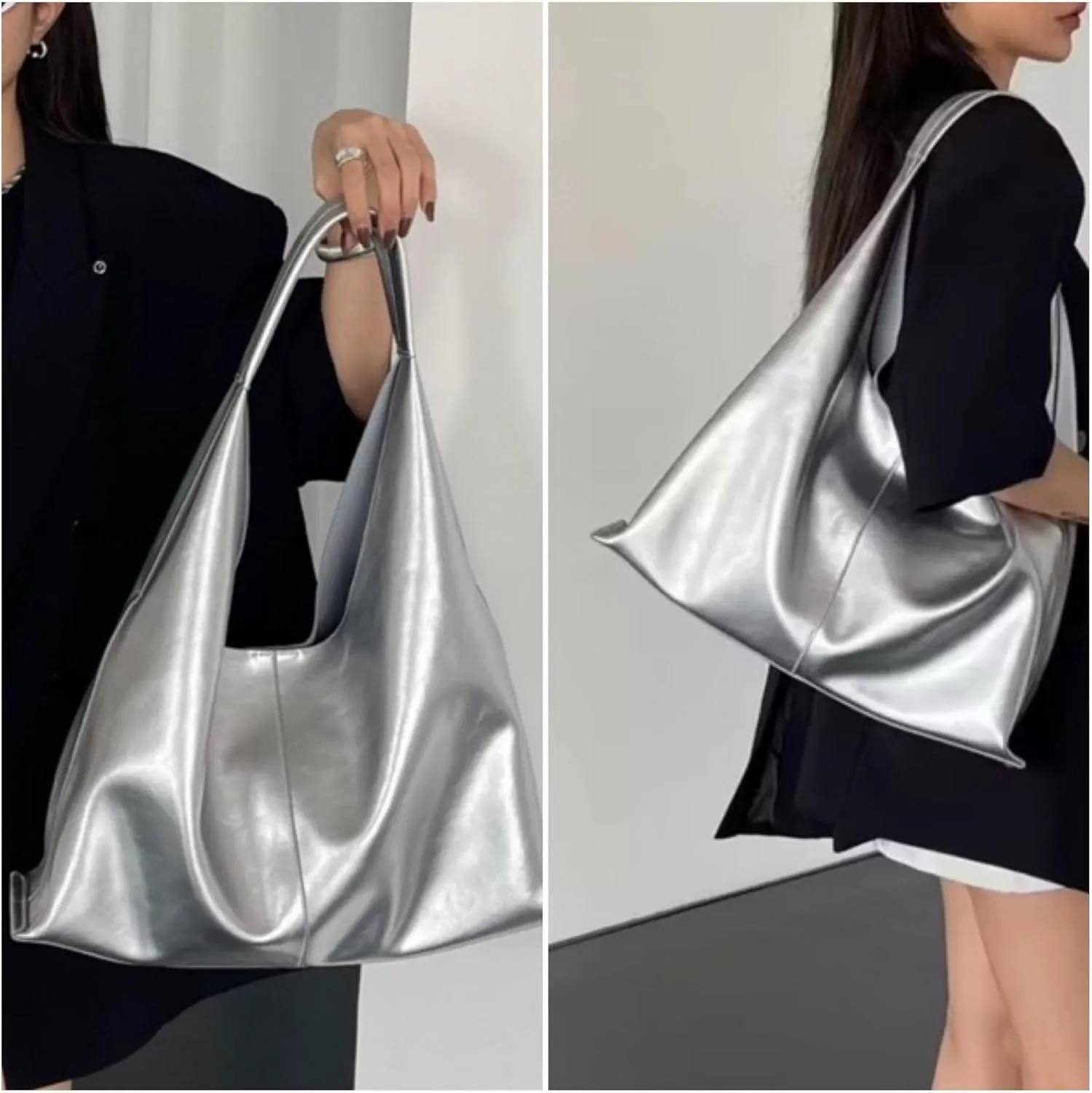 Leather Handbags, 2Pcs Trendy Tote Bags Oversized Hobo Bags Women's Work Tote Bags Vegan Leather Handbags for Travel
