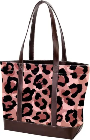 Leopard Pattern-25 Tote Bags Durable Leather Canvas Purses and Handbags for Women Top Handle Shoulder Satchel Hobo Bags