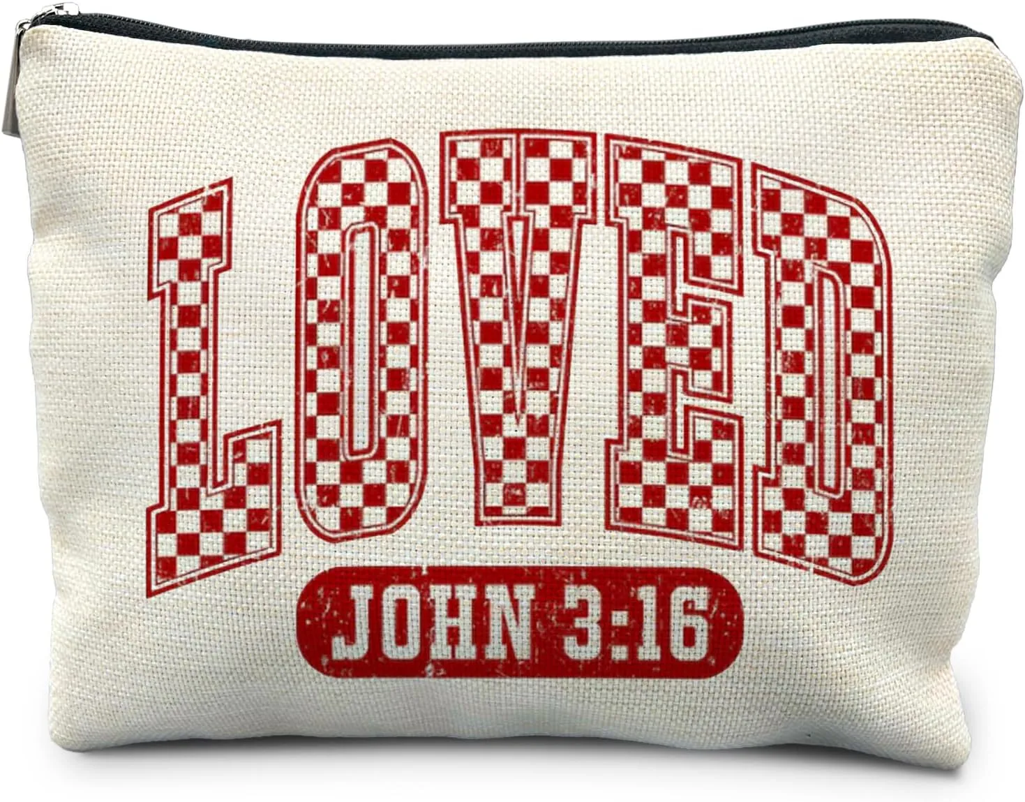Loved John 3:16 Bible Verse Makeup Bag, Trendy Christian Cosmetic Bags for Women, Christian Gifts for Women Makeup Pouch, Faith Based Gifts Zipper Pouch