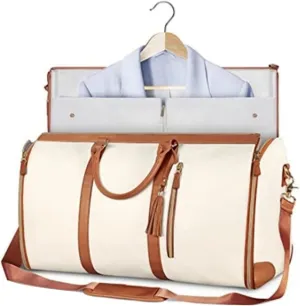 Lucshy Travel Bag, Garment Duffle Bags for Travel, Travel Her Foldable Clothing Bag, Versatile Folding Clothing Luggage Bag, Travel Bag Hanging Clothes Duffel Bag (White)