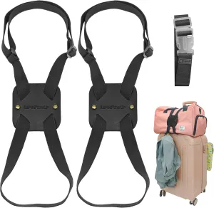 Luggage Straps Bag Bungees, Adjustable TSA-Approved  High Elastic Suitcase Belt for Securing Carry-On (2 Pack Black)