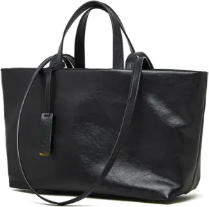 luxury Genuine Leather Women Tote Bag Soft Handbags Vintage Shoulder Purses Fashion Top Handle Bag Large Capacity