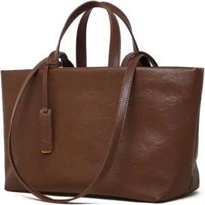 luxury Genuine Leather Women Tote Bag Soft Handbags Vintage Shoulder Purses Fashion Top Handle Bag Large Capacity