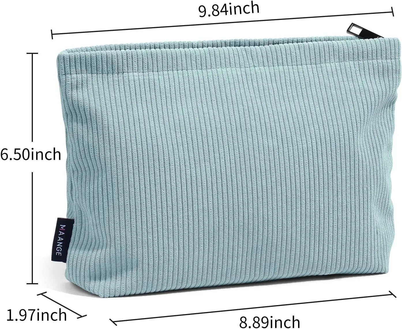 MAANGE Small Makeup Bag For Purse, Travel Cosmetic Bag Makeup Pouch Corduroy Portable Versatile Zipper Pouch For Women (GREEN)