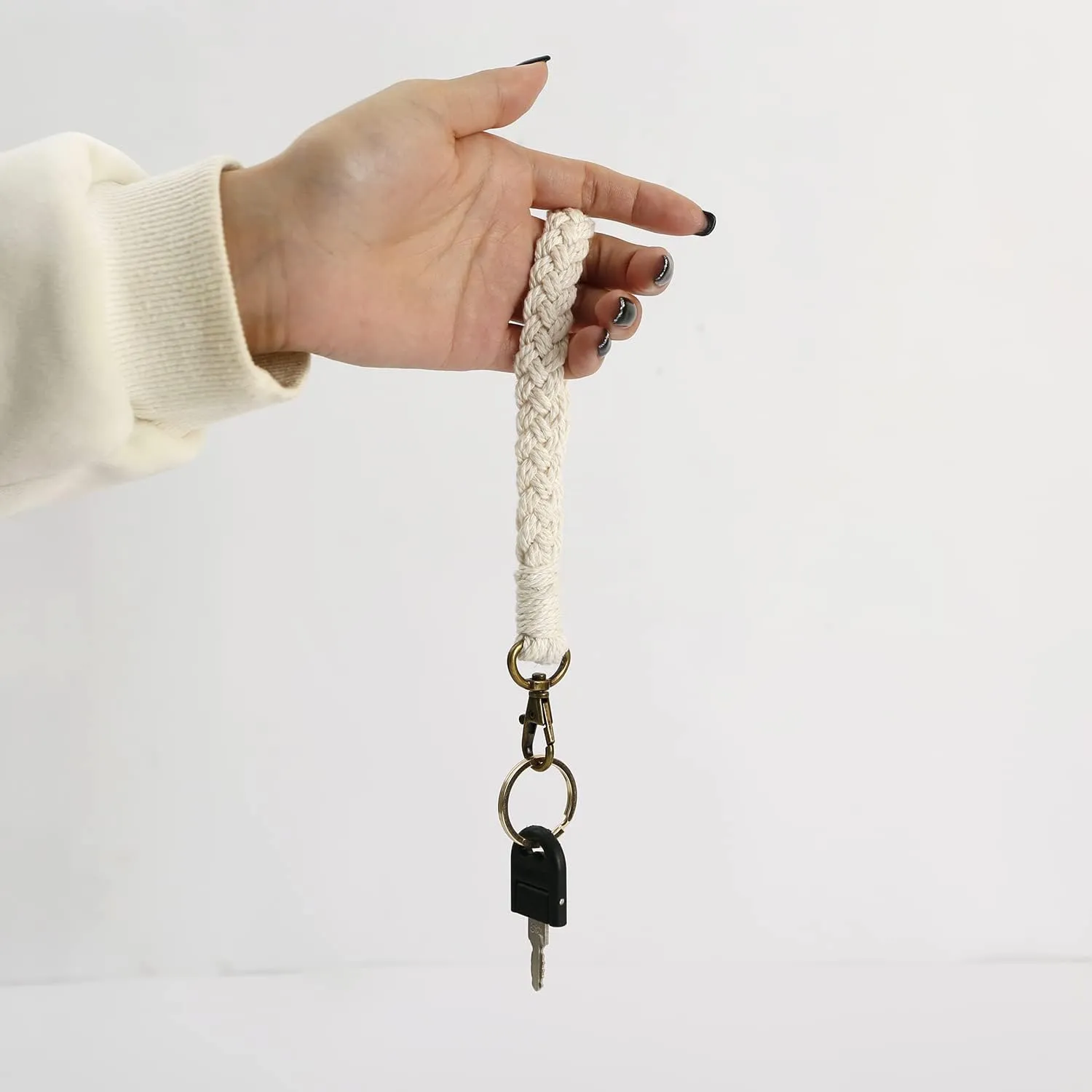 Macrame Keychain Boho Handmade Wristlet Keychain Wrist Lanyard Key Chain for Women