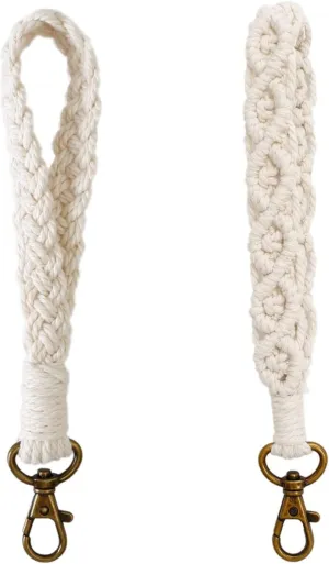 Macrame Keychain Boho Handmade Wristlet Keychain Wrist Lanyard Key Chain for Women