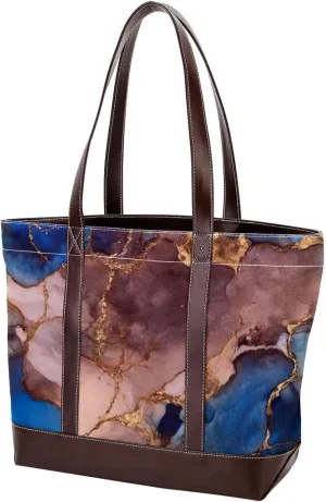 Marble Texture-1375 Tote Bags Durable Leather Canvas Purses and Handbags for Women Top Handle Shoulder Satchel Hobo Bags