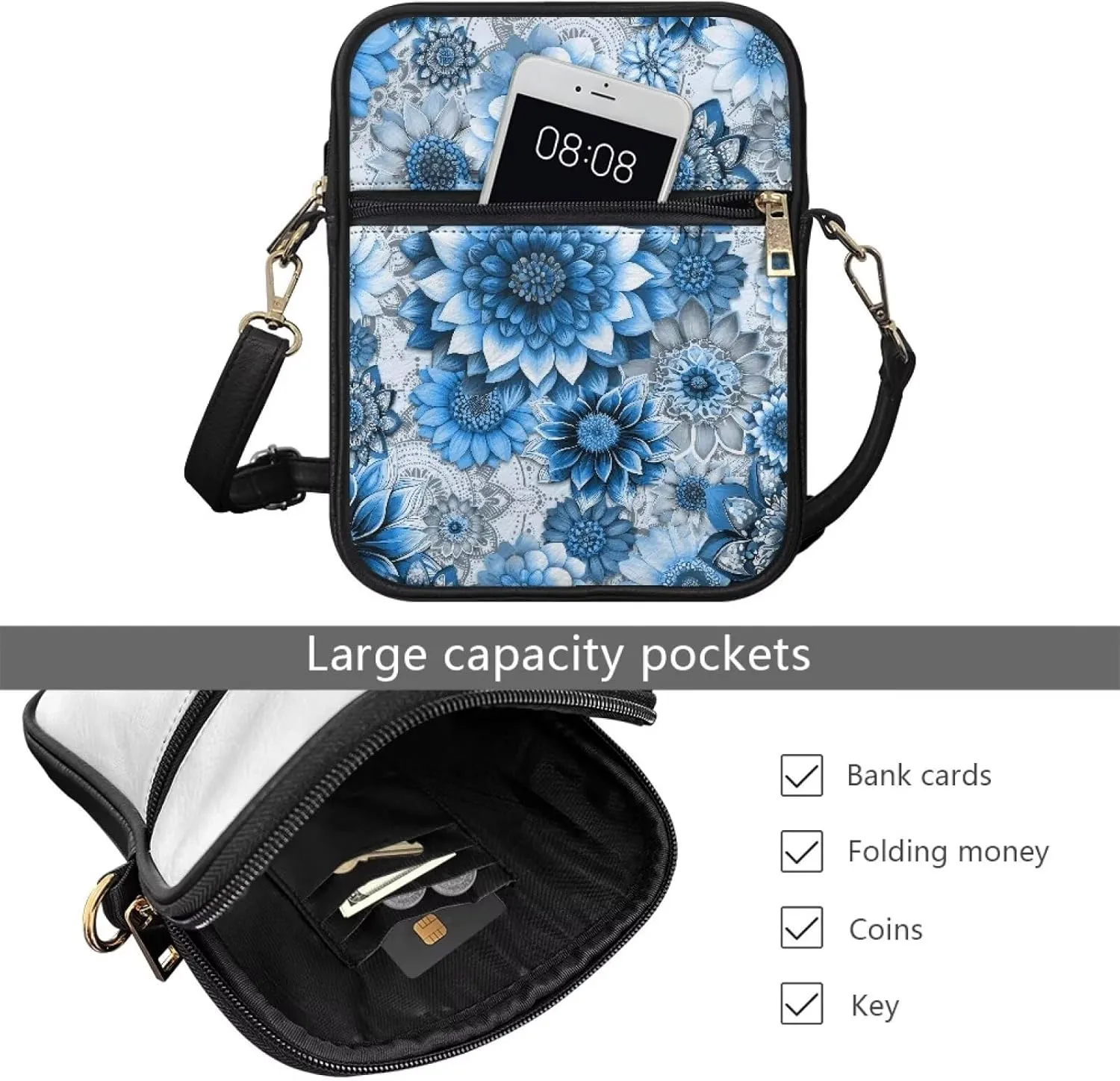 Mens Messenger Bag Leather Lightweight Crossbody Wallet Phone Bags Women Mini Purse Cell Phone Shoulder Bags