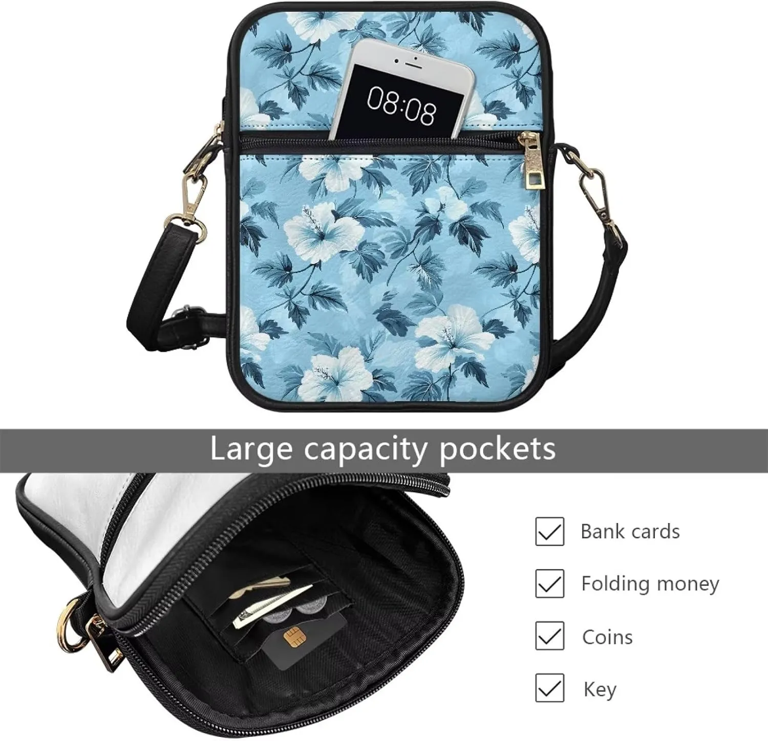 Mens Messenger Bag Leather Lightweight Crossbody Wallet Phone Bags Women Mini Purse Cell Phone Shoulder Bags