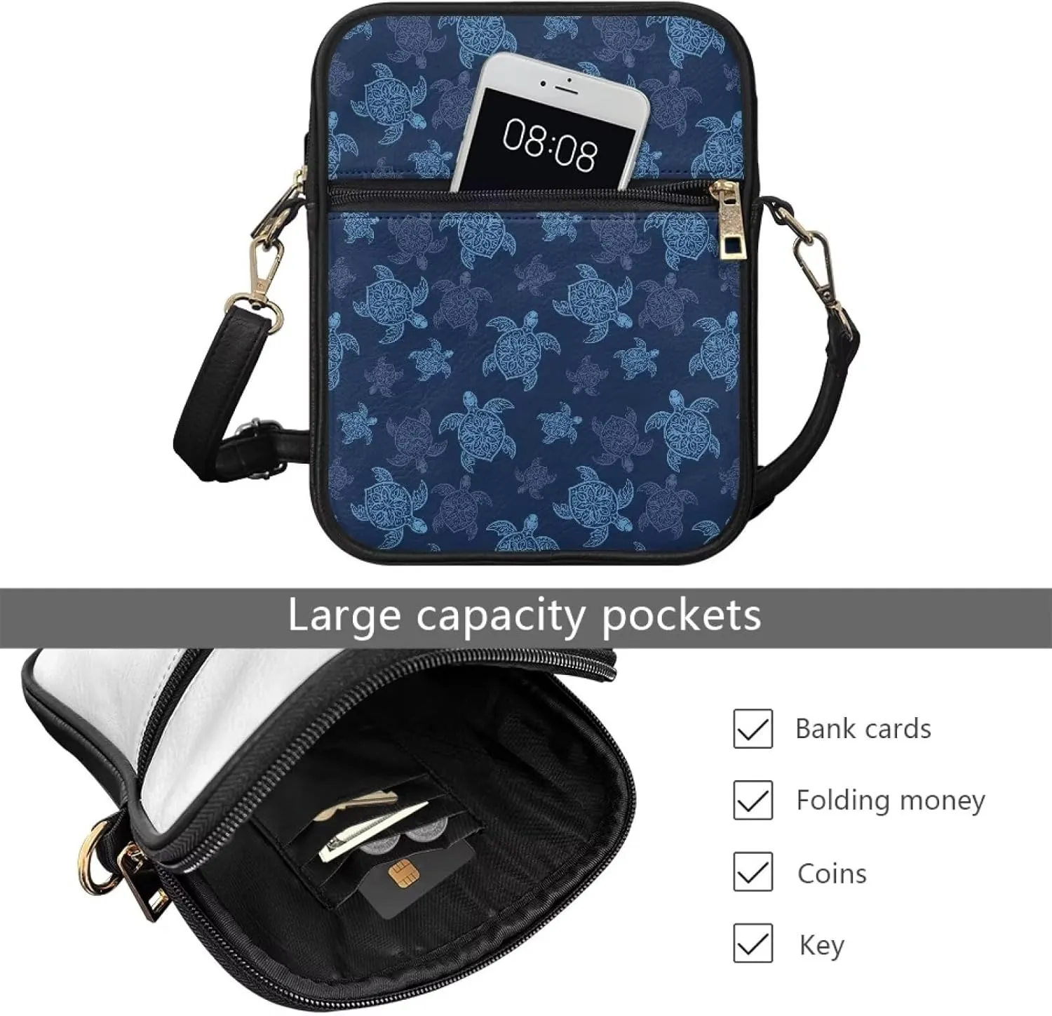 Mens Messenger Bag Leather Lightweight Crossbody Wallet Phone Bags Women Mini Purse Cell Phone Shoulder Bags